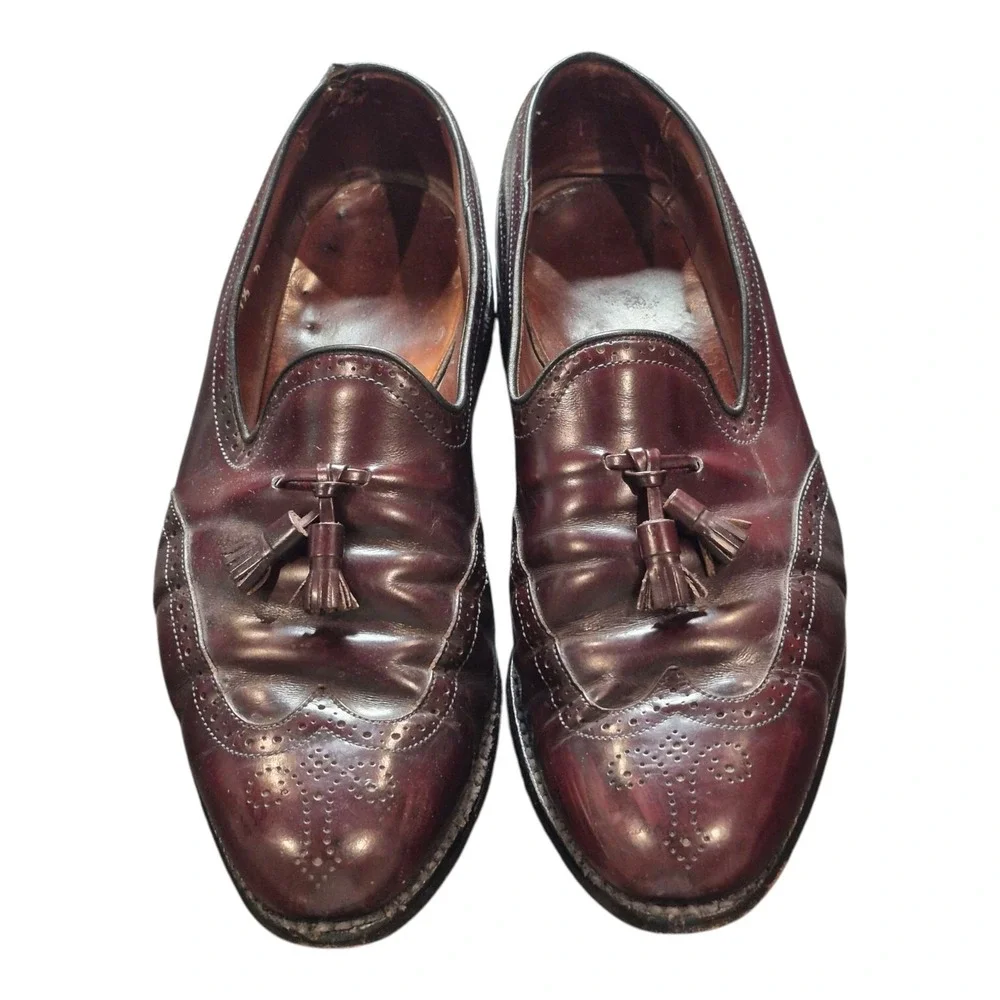 Allen Edmonds Berwick Leather‎ Loafers Wingtip Tassel Burgundy Men's 11.5 D